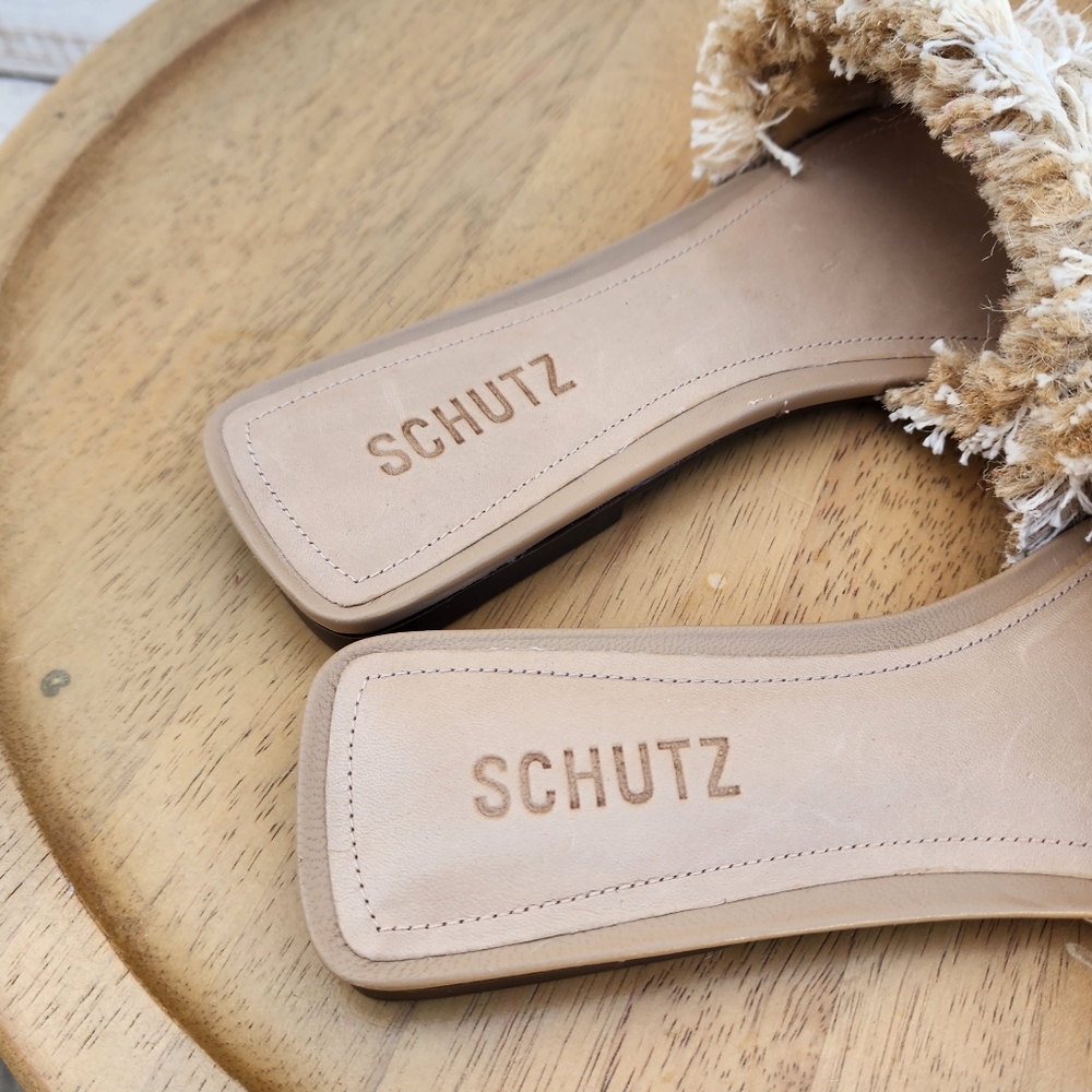 SCHUTZ Woven Cream and Tan Sandals - Picture 4 of 8